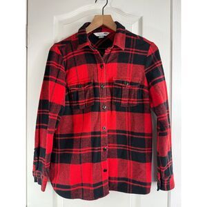 Old Navy Women's The Classic Flannel Shirt Red Black Plaid Size XS
